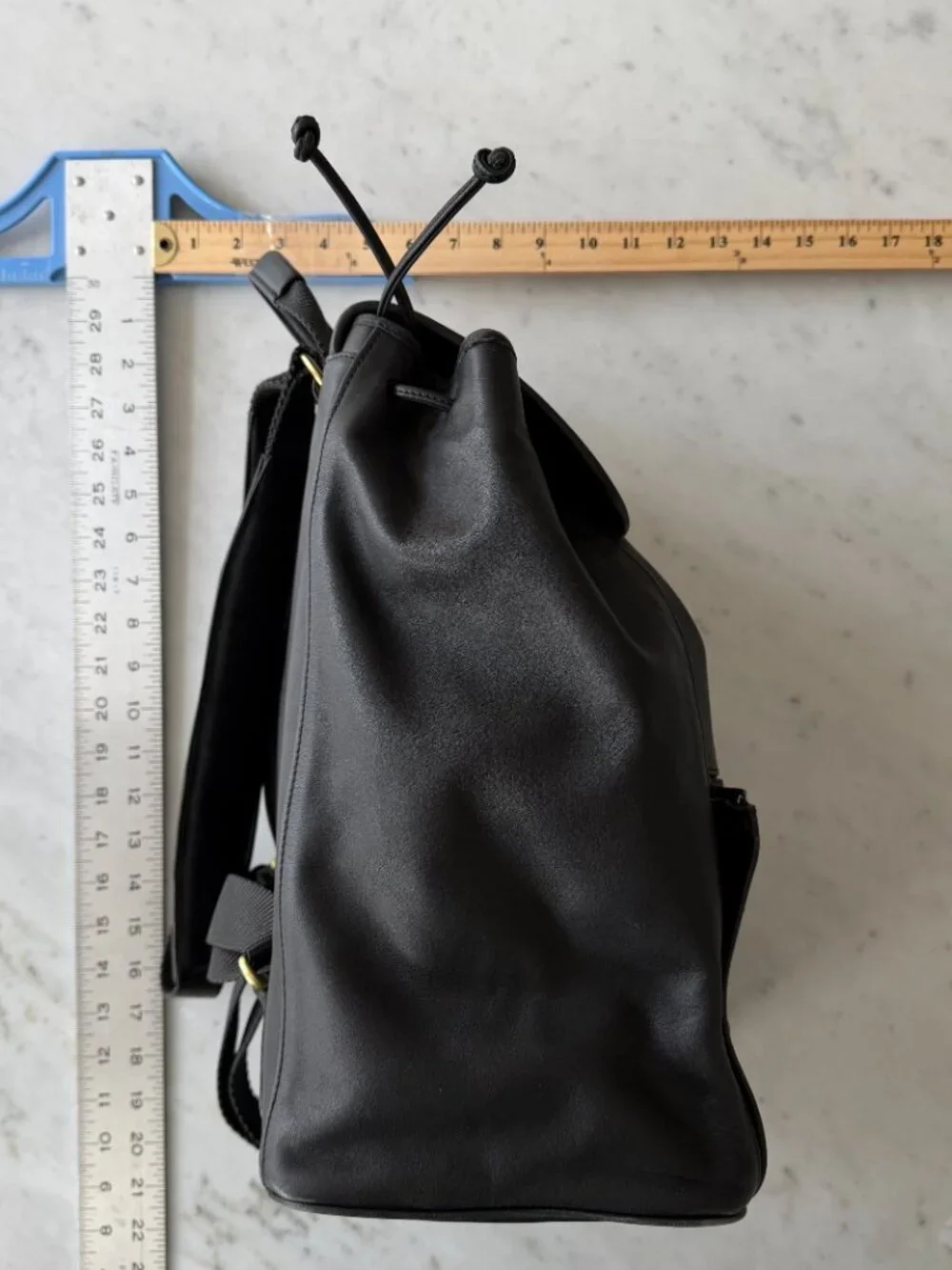 Coach Black Leather Drawstring Backpack Bucket Bag D1S-0529 Vintage 90s Designer - Picture 5 of 7